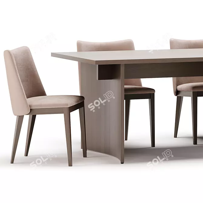 Elegant Dining Set with Louise Chair 3D model image 3