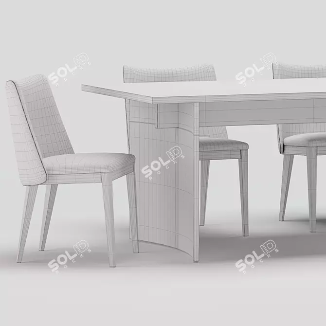 Elegant Dining Set with Louise Chair 3D model image 4