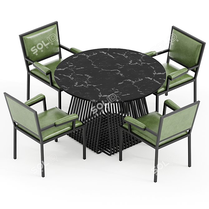 Minimalist Armchair & Table Set 3D model image 3