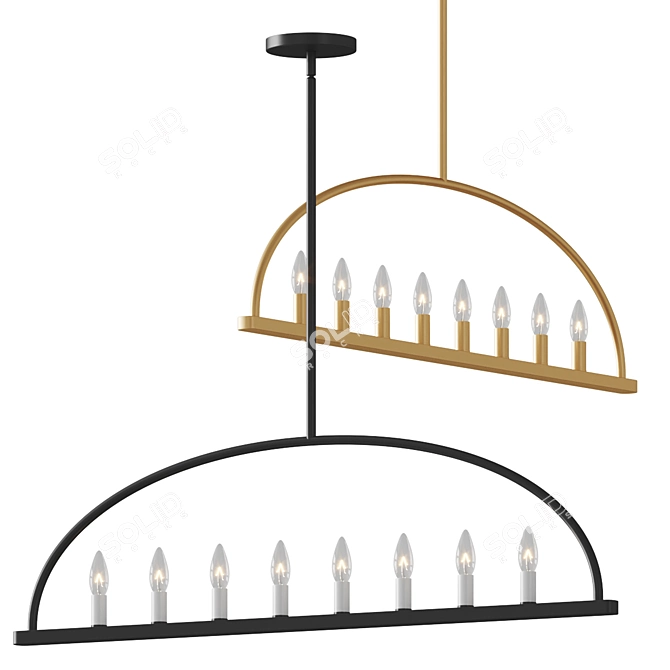 Modern Linear Black Chandelier Pendant 3D model image 1