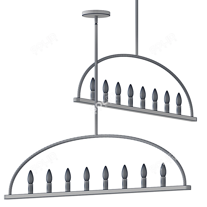 Modern Linear Black Chandelier Pendant 3D model image 2