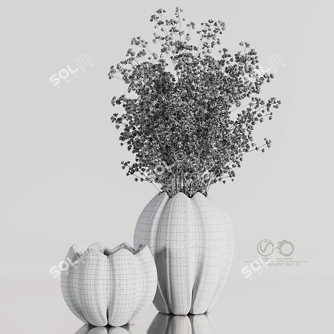 Botanical Bouquet Vase 3D Model 3D model image 5