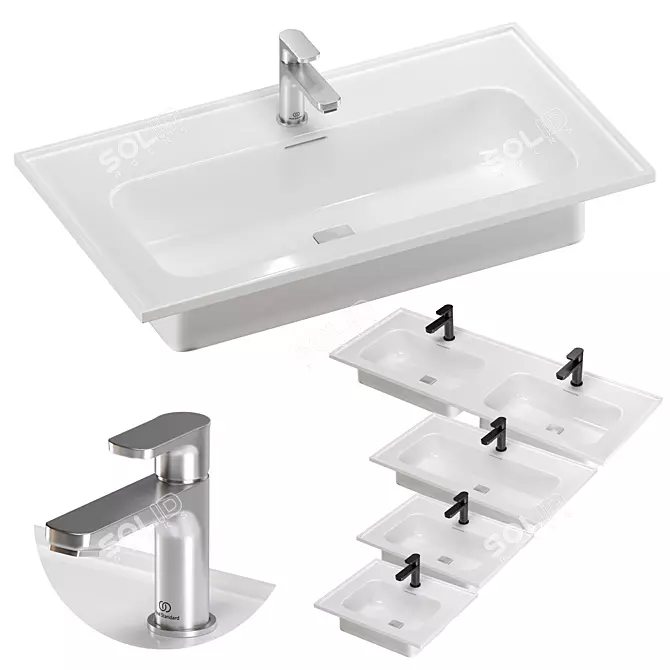 Modern Strada II Washbasin Set 3D model image 1