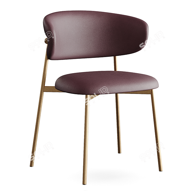 Modern Leather Metal Dining Chair 3D model image 1