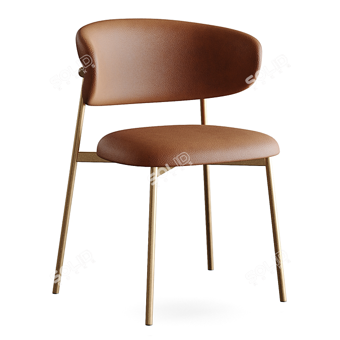 Modern Leather Metal Dining Chair 3D model image 3