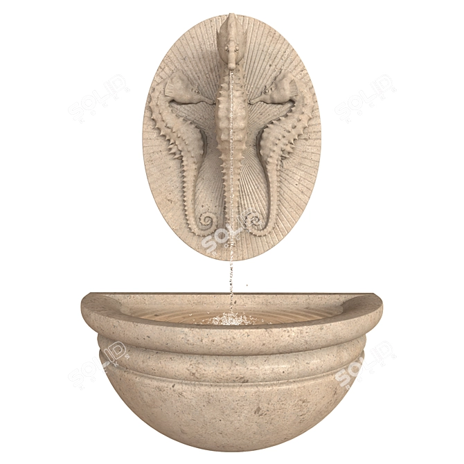 Detachable Seahorse Wall Fountain 3D model image 2