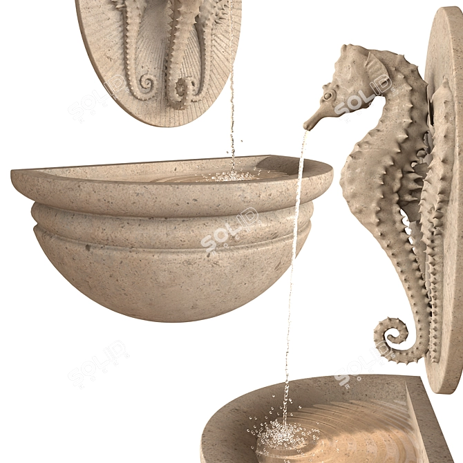 Detachable Seahorse Wall Fountain 3D model image 5