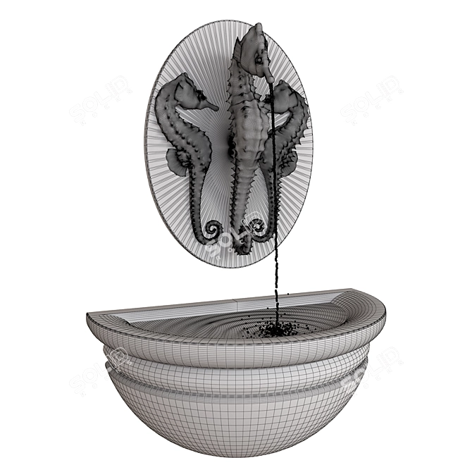 Detachable Seahorse Wall Fountain 3D model image 6