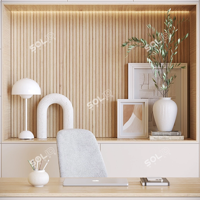 Modern Office Desk Set 3D model image 2