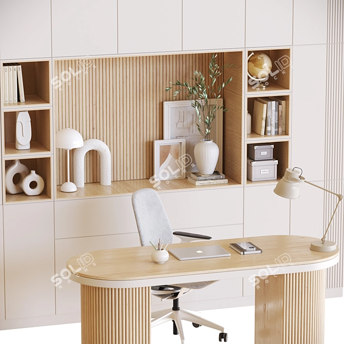 Modern Office Desk Set 3D model image 3