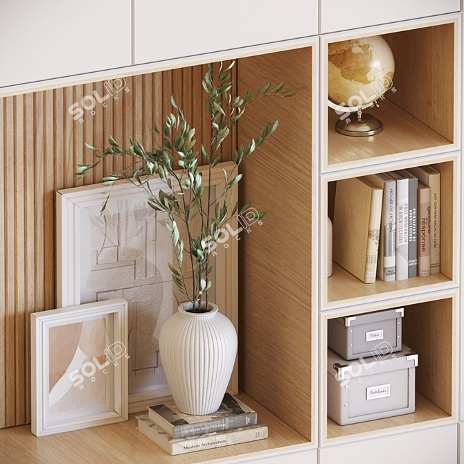 Modern Office Desk Set 3D model image 4