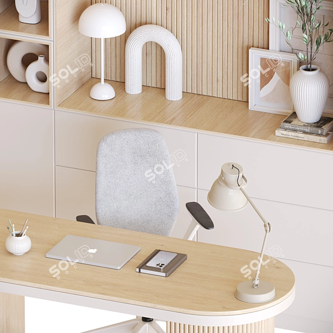 Modern Office Desk Set 3D model image 5