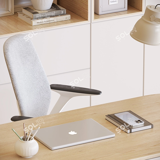 Modern Office Desk Set 3D model image 6