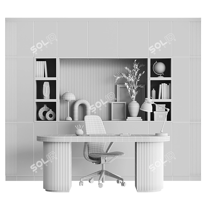 Modern Office Desk Set 3D model image 7
