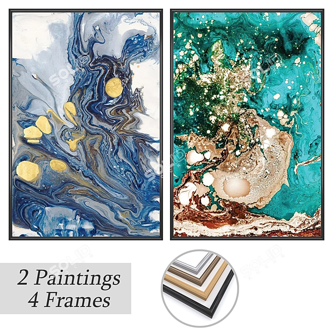 Wall Art Set with Frame Options 3D model image 1