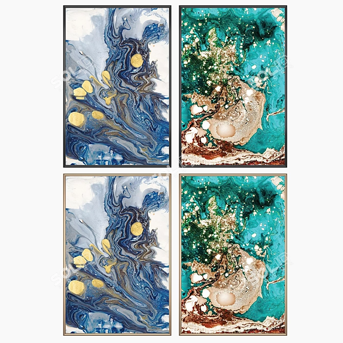 Wall Art Set with Frame Options 3D model image 2