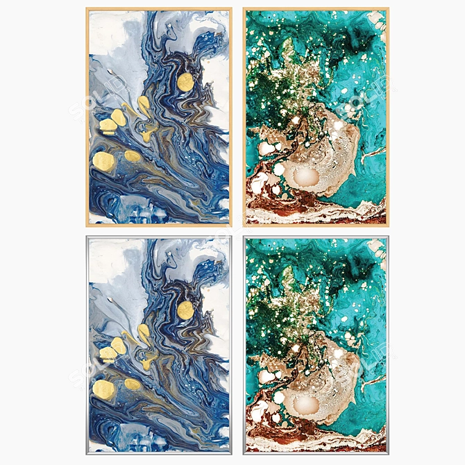 Wall Art Set with Frame Options 3D model image 3