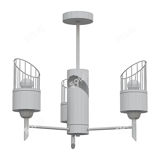 Modern Industrial Chandelier Fixture 3D model image 2