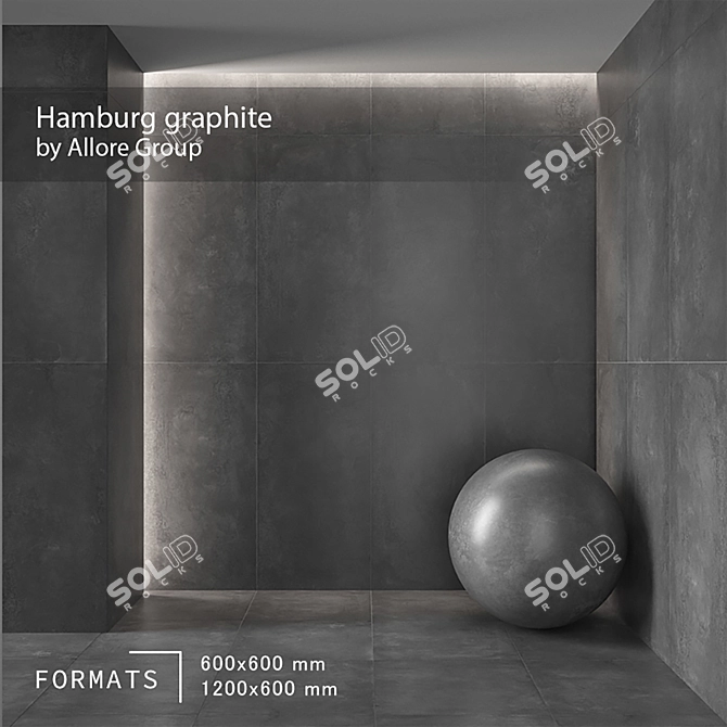 Graphite Concrete Floor Tile 3D model image 1