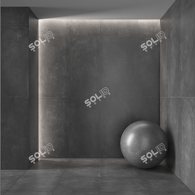 Graphite Concrete Floor Tile 3D model image 2