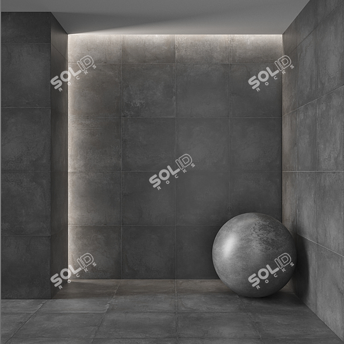 Graphite Concrete Floor Tile 3D model image 3