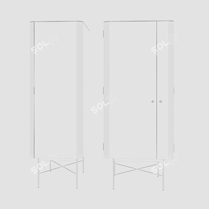 Stylish Compact Metal Wardrobe 3D model image 2