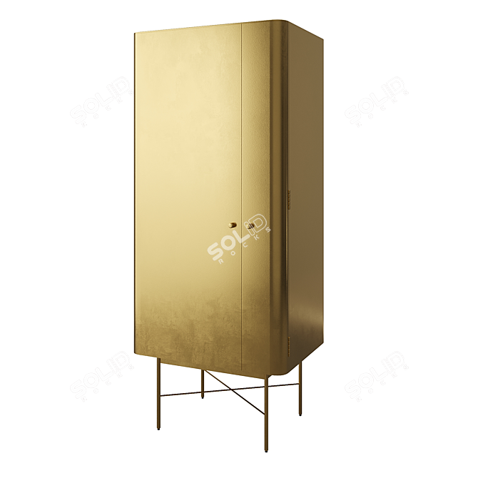 Stylish Compact Metal Wardrobe 3D model image 3