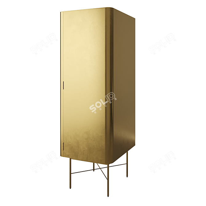 Stylish Compact Metal Wardrobe 3D model image 4