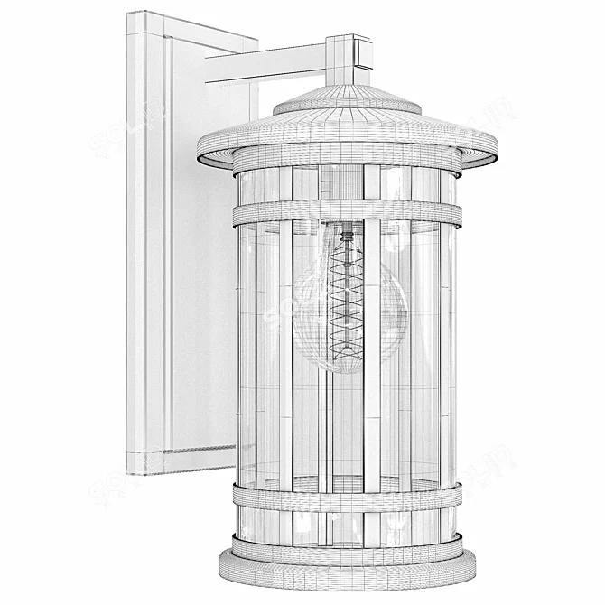 Elegant Gothic Outdoor Wall Lantern 3D model image 2