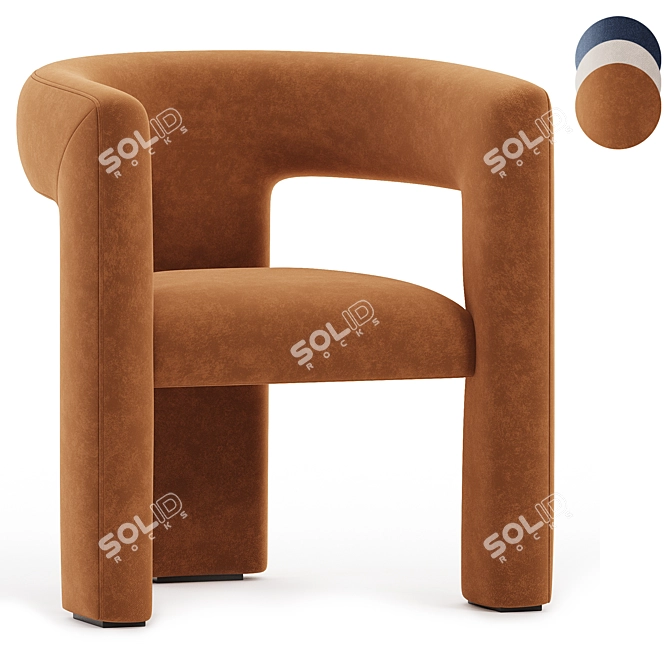 Azure Velvet Lounge Chair, 3D Model 3D model image 1