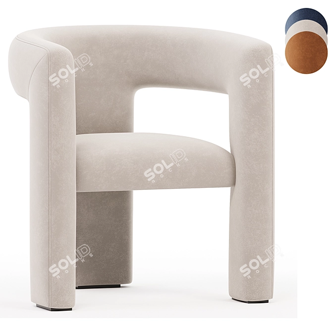 Azure Velvet Lounge Chair, 3D Model 3D model image 3
