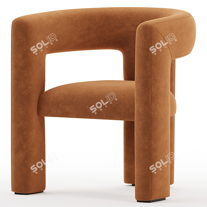 Azure Velvet Lounge Chair, 3D Model 3D model image 4