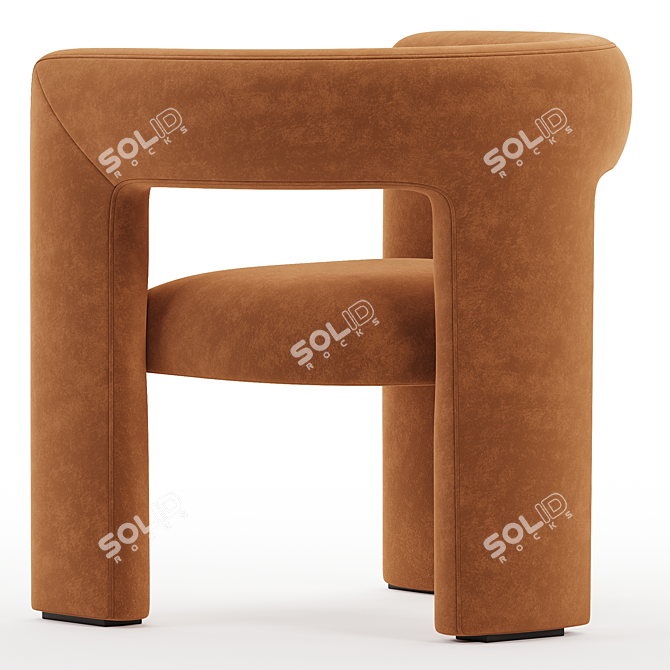 Azure Velvet Lounge Chair, 3D Model 3D model image 5