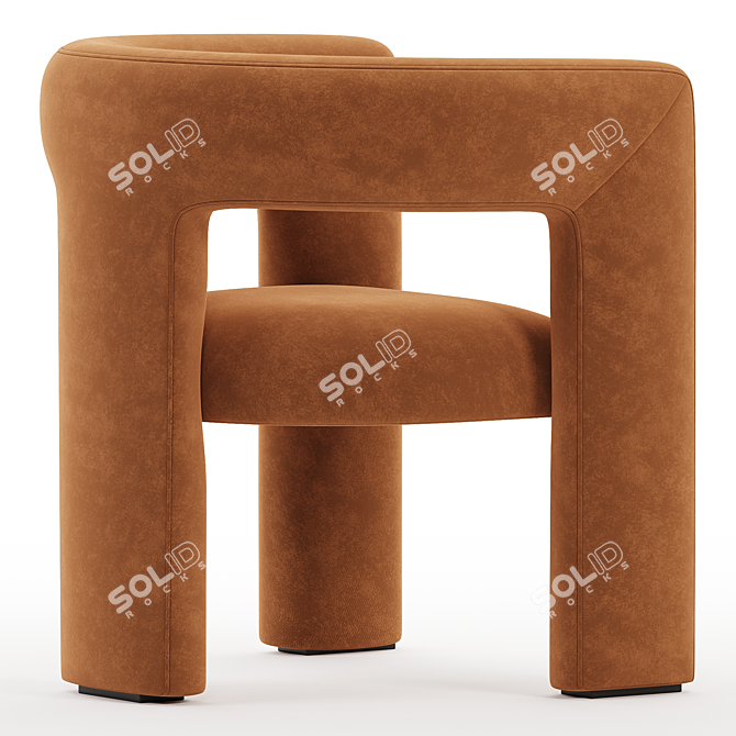 Azure Velvet Lounge Chair, 3D Model 3D model image 6