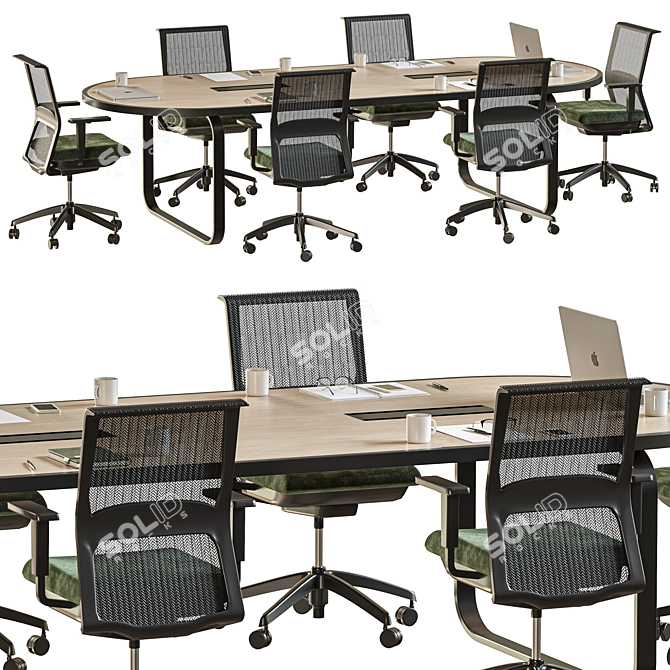 Elegant Oval Conference Table 3D model image 2