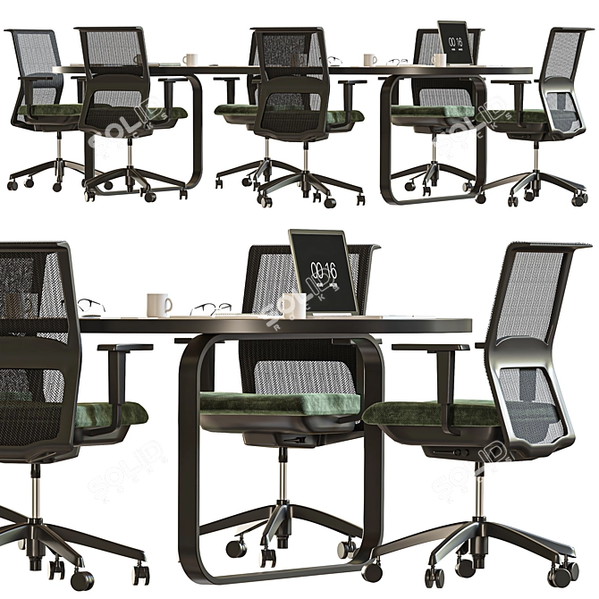 Elegant Oval Conference Table 3D model image 3