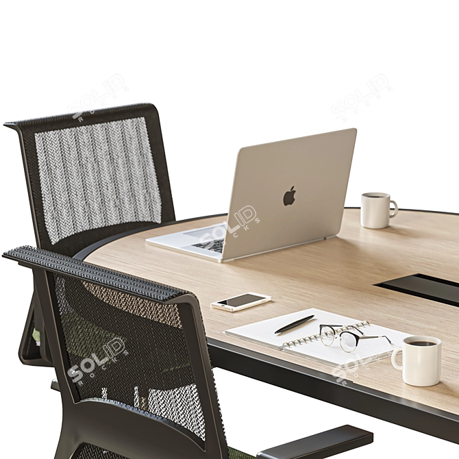 Elegant Oval Conference Table 3D model image 4