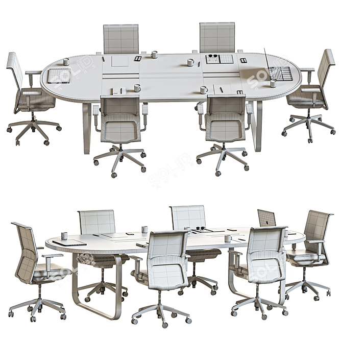 Elegant Oval Conference Table 3D model image 7