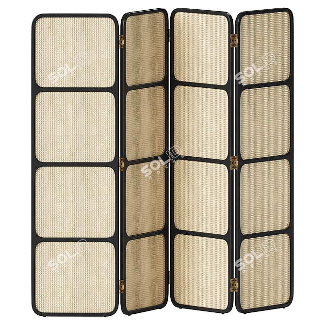 Handwoven Rattan Room Divider 3D model image 1