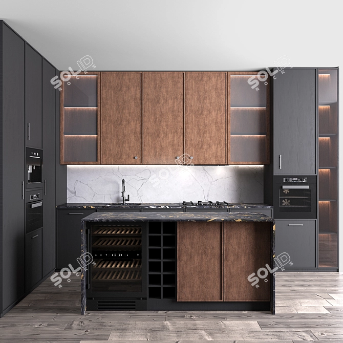 Customizable Neo Kitchen Set 3D model image 1