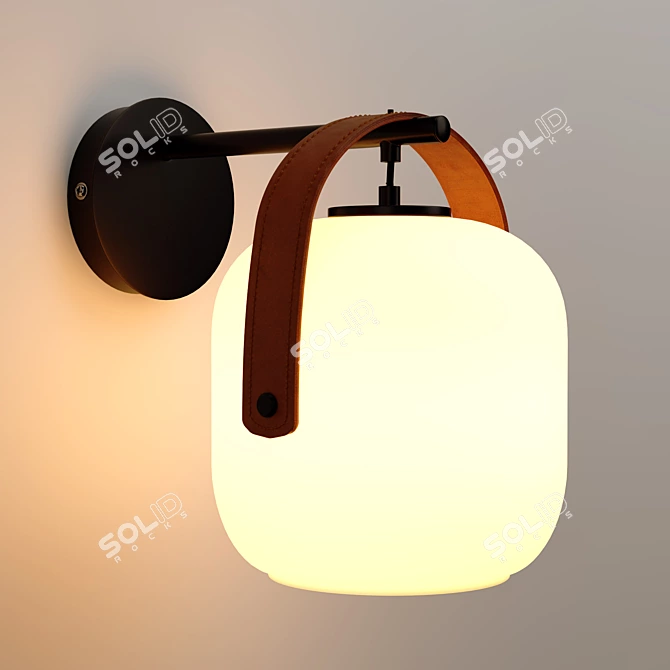 Minimalist Metal & Glass Wall Light 3D model image 3