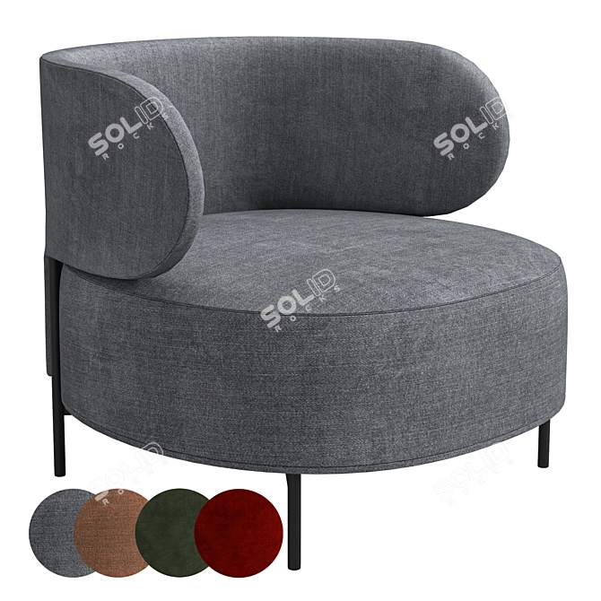 Modern Fabric Lounge Armchair Design 3D model image 1