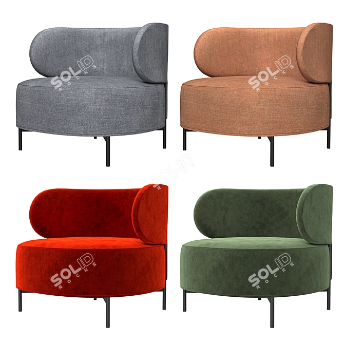 Modern Fabric Lounge Armchair Design 3D model image 5