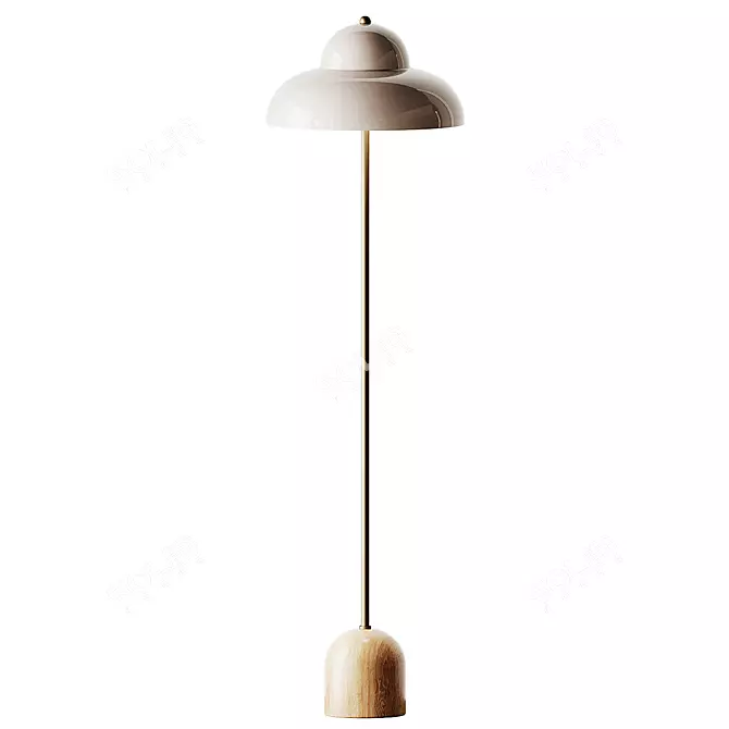 Pink Wood Metal Floor Lamp 3D model image 2