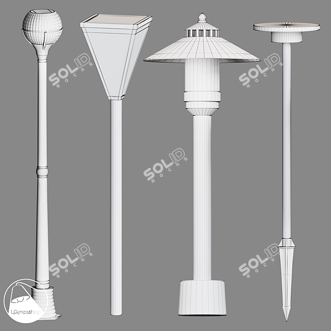 Outdoor Urban Street Light Set 3D model image 2