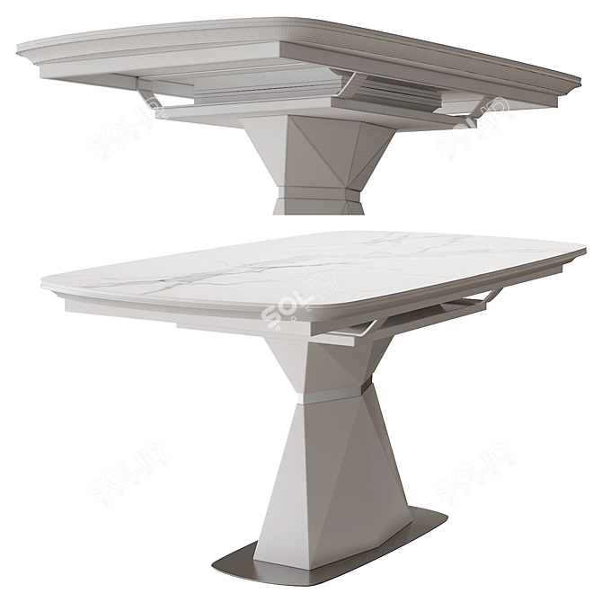 Roma Cer White Marble Table 3D model image 2