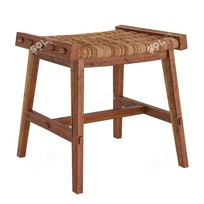 Modern Teak Caterpillar Tabouret 3D model image 1