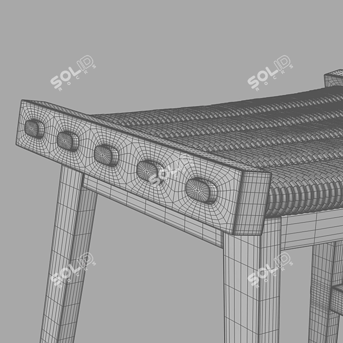 Modern Teak Caterpillar Tabouret 3D model image 2
