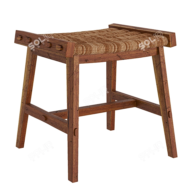 Modern Teak Caterpillar Tabouret 3D model image 3