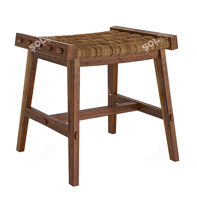 Modern Teak Caterpillar Tabouret 3D model image 4